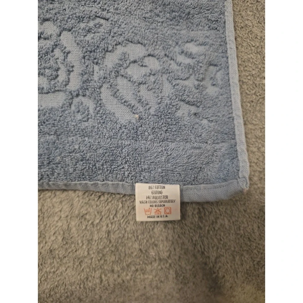 Vintage‎ Light Blue Cannon Royal Family Hand Towel Roses 15x26